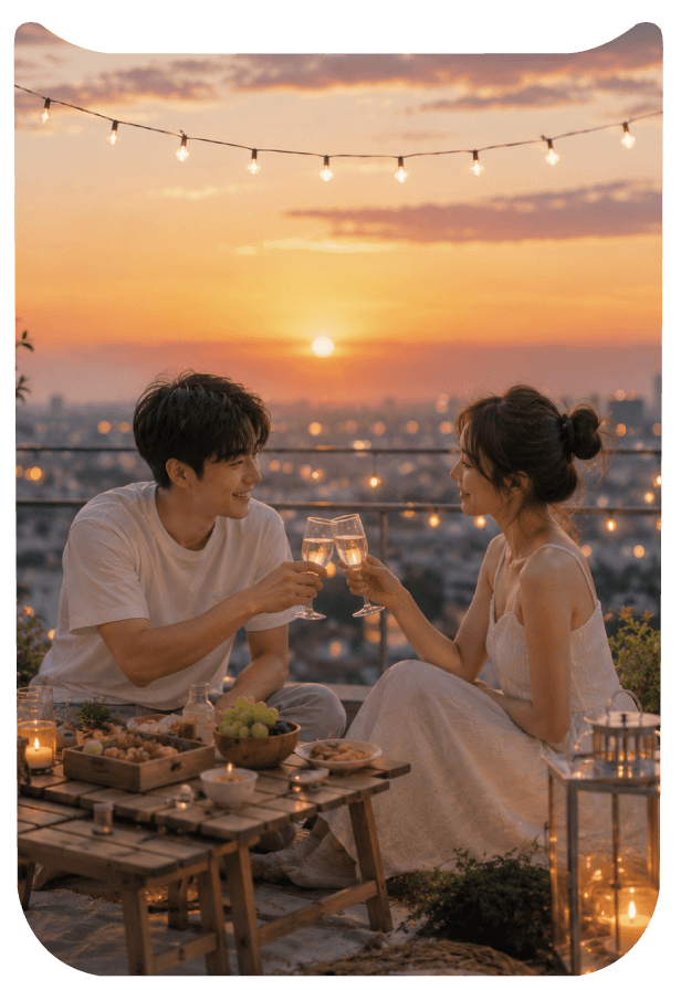 情侶夕陽乾杯客製手機殼